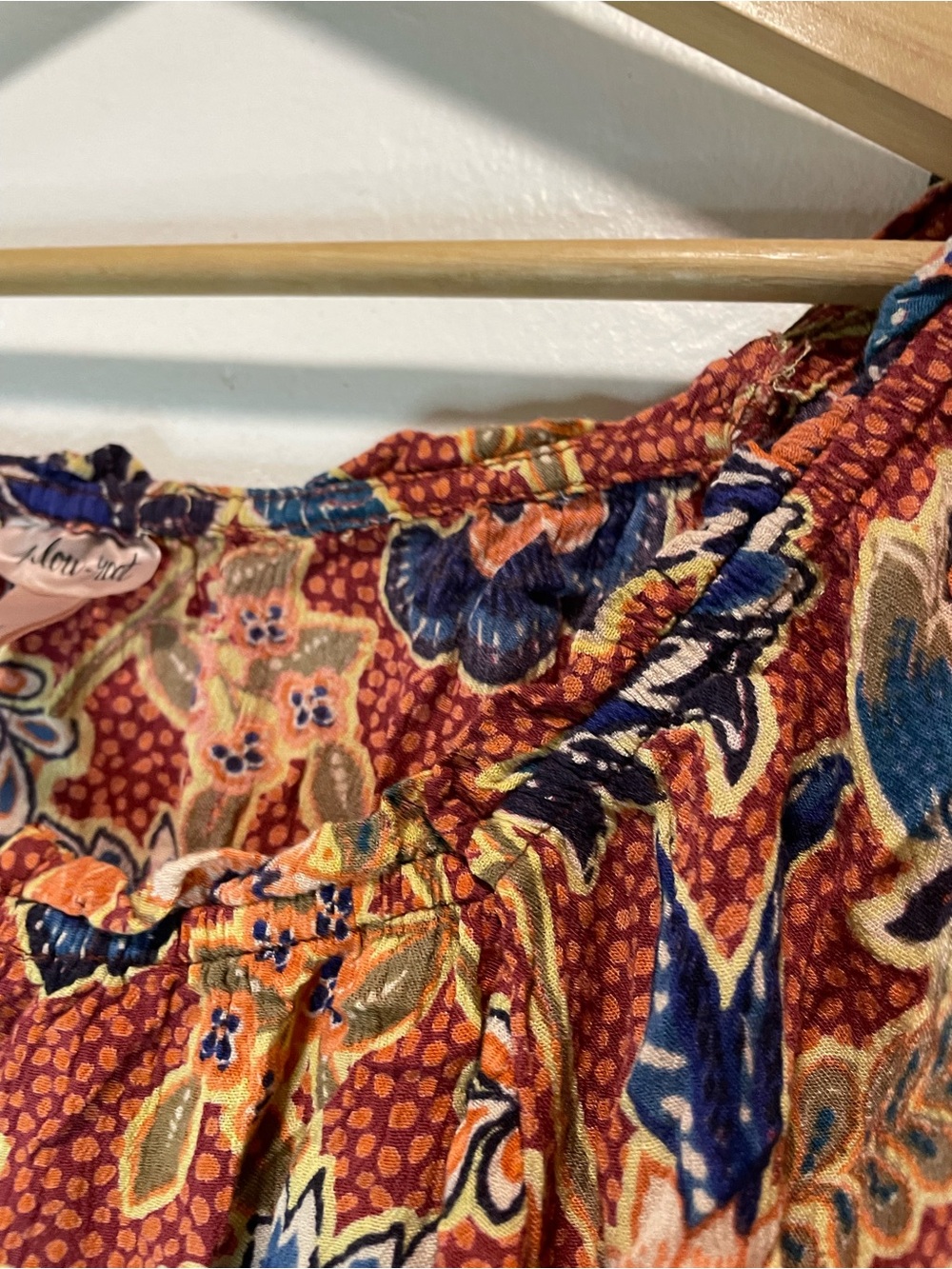 Willow + Root Floral Peasant Top in Rust, Navy & Cream - Picture 5 of 5